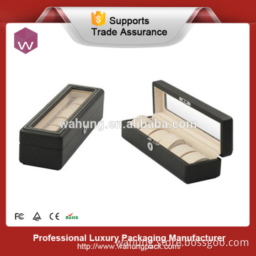 custom 6 slots portable PU leather travel watch boxes